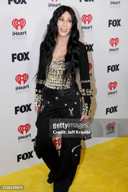 Cher, winner of the Icon Award, poses in the press room during the 2024 iHeartRadio Music Awards at Dolby Theatre on April 01, 2024 in Hollywood,...