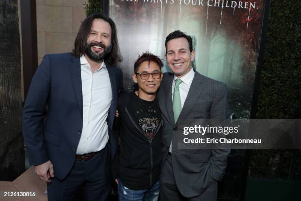 Gary Dauberman, Producer, James Wan, Producer, Emile Gladstone, Producer, seen at New Line Cinema Premiere of 'The Curse of La Llorona' at The...