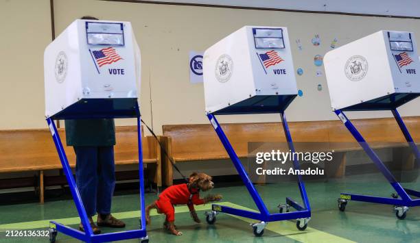 View of the polling station as voters cast their ballots in Queens, New York City, United States on April 2, 2024. Voters in New York, Connecticut,...