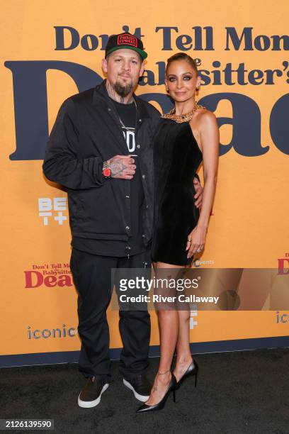 Joel Madden and Nicole Richie at the premiere of "Don't Tell Mom the Babysitter's Dead" held at The Grove on April 2, 2024 in Los Angeles, California.