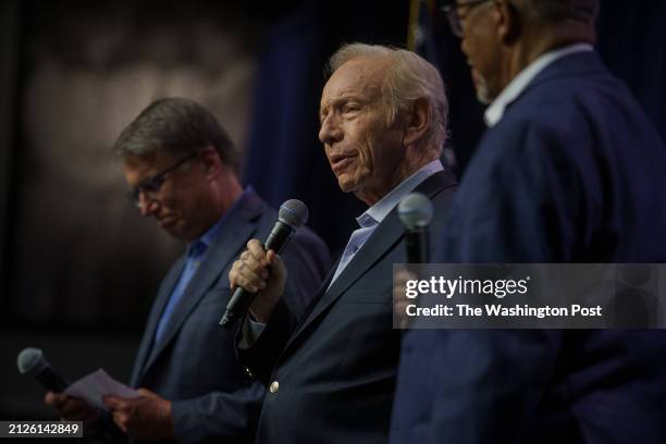 From left, former North Carolina governor Pat McCrory, former Sen. Joseph Lieberman , and Dr. Benjamin F. Chavis Jr., hosted a 'Common Sense' Town...