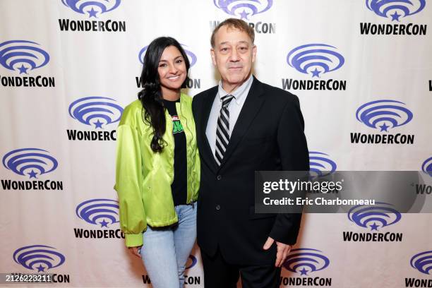 Producer Zainab Azizi and Producer Sam Raimi seen at Roadside Attractions' "Boy Kills World" Film Panel at WonderCon at Anaheim Convention Center on...