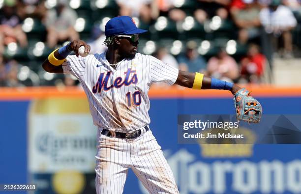 Ronny Mauricio of the New York Mets in action against the Seattle Mariners at Citi Field on September 03, 2023 in New York City. The Mets defeated...