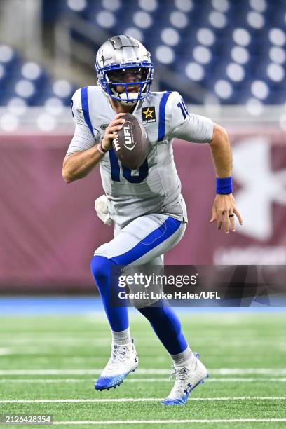 Mccarron of the St. Louis Battlehawks runs the ball against the Michigan Panthers during the second quarter at Ford Field on March 30, 2024 in...