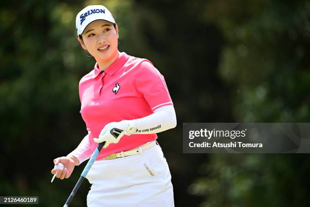 Sakura Koiwai of Japan is seen on the 5th t during the final round of YAMAHA Ladies Open Katsuragi at Katsuragi Golf Club Yamana Course on March 31,...