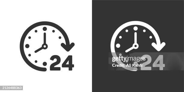 ilustrações de stock, clip art, desenhos animados e ícones de 24 hours support solid icons. containing data, strategy, planning, research solid icons collection. vector illustration. for website design, logo, app, template, ui, etc - aberto 24 horas