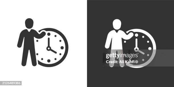 time management solid icons. containing data, strategy, planning, research solid icons collection. vector illustration. for website design, logo, app, template, ui, etc - daylight savings stock illustrations