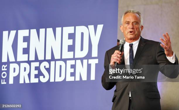 Independent presidential candidate Robert F. Kennedy Jr. Speaks at a Cesar Chavez Day event at Union Station on March 30, 2024 in Los Angeles,...