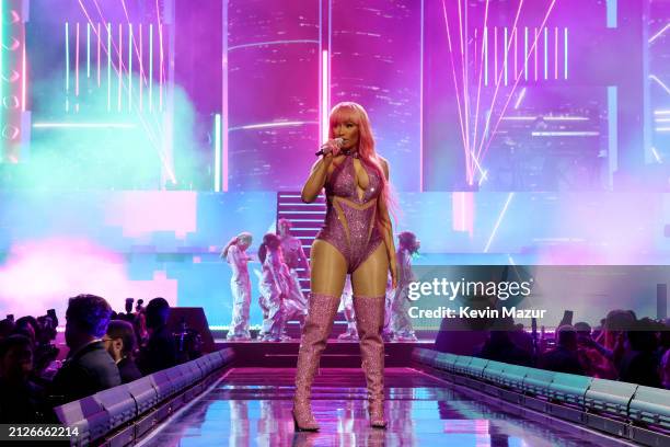 Nicki Minaj performs onstage during her Pink Friday 2 World Tour at Madison Square Garden on March 30, 2024 in New York City.