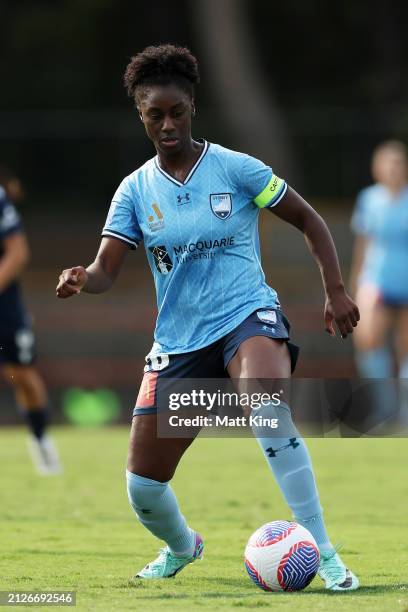 Princess Ibini-Isei of Sydney FC controls the ball during the A-League Women round 22 match between Sydney FC and Melbourne Victory at Leichhardt...