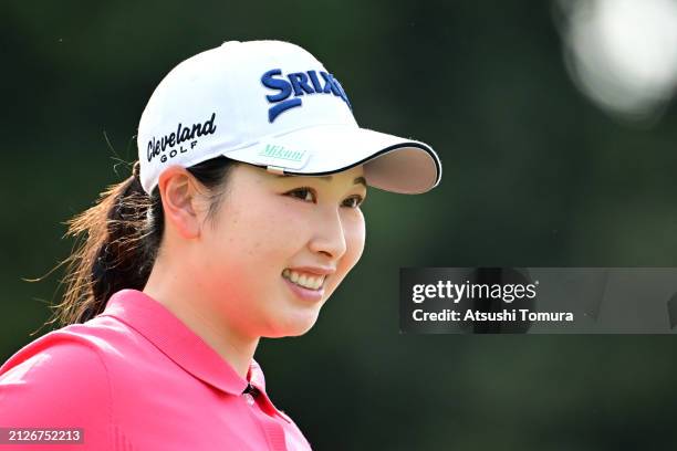 Sakura Koiwai of Japan is seen after holing out on the 18th green during the final round of YAMAHA Ladies Open Katsuragi at Katsuragi Golf Club...