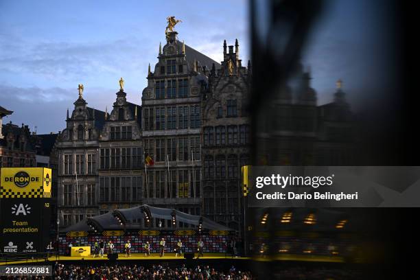 Biniam Girmay of Eritrea, Dries De Pooter of Belgium, Hugo Page of France, Adrien Petit of France, Laurenz Rex of Belgium, Mike Teunissen of The...