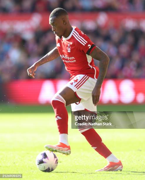 Callum Hudson-Odoi of Nottingham Forest runs with the ball during the Premier League match between Nottingham Forest and Crystal Palace at City...