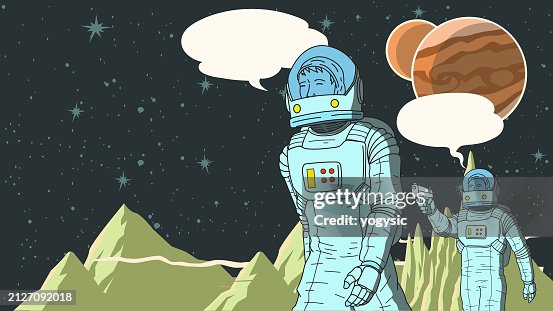 Vector Retro Pop Art Shocking Plot Twist Backstabbing Astronaut Meme Stock Illustration Vector Retro Pop Art Shocking Plot Twist Backstabbing Astronaut Meme Stock Illustration