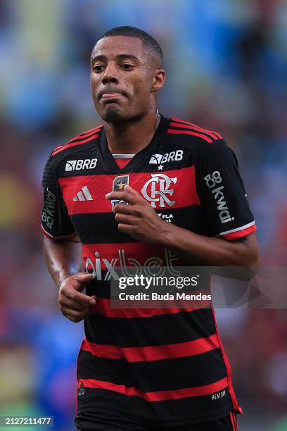 Nicolás de la Cruz of Flamengo looks on during the first leg of the final of Campeonato Carioca 2024 betwee Nova Iguaçu and Flamengo at Maracana...