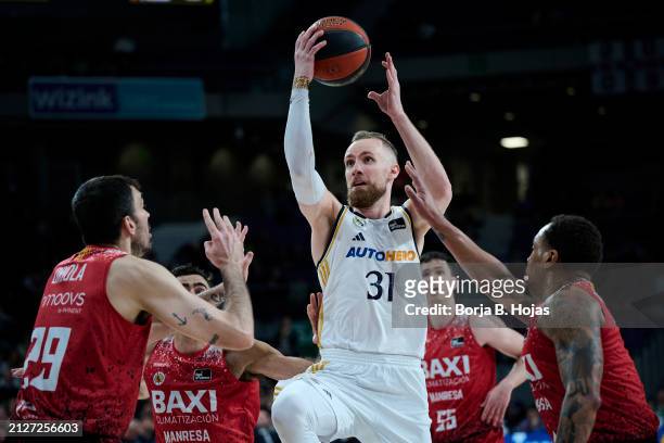 Dzanan Musa of Real Madrid during ACB League match between Real Madrid and BAXI Manresa at WiZink Center on March 31, 2024 in Madrid, Spain.
