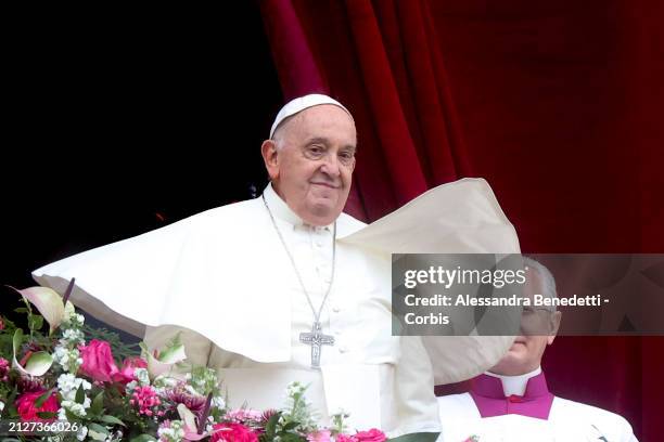 Pope Francis presides over the Easter Mass and delivers his Urbi et Orbi message, in St. Peter's Square, on March 31, 2024 in Vatican City, Vatican....