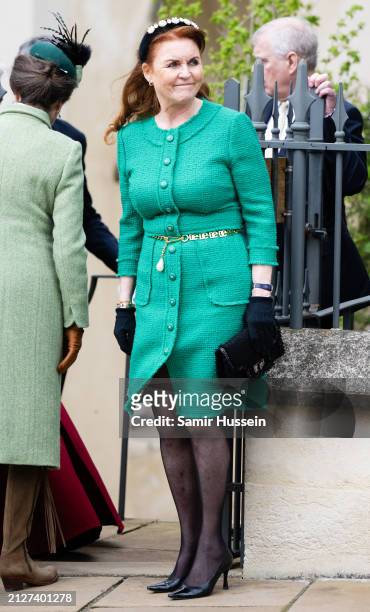 Sarah, Duchess of York attends the Easter Service at Windsor Castle on March 31, 2024 in Windsor, England.