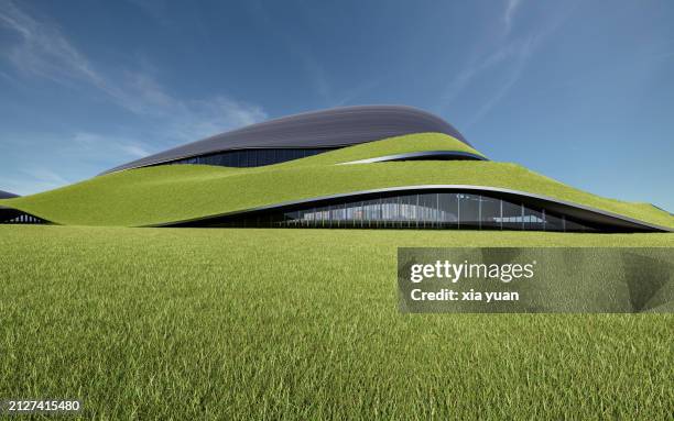 green lawn against modern architecture - field museum library stock pictures, royalty-free photos & images