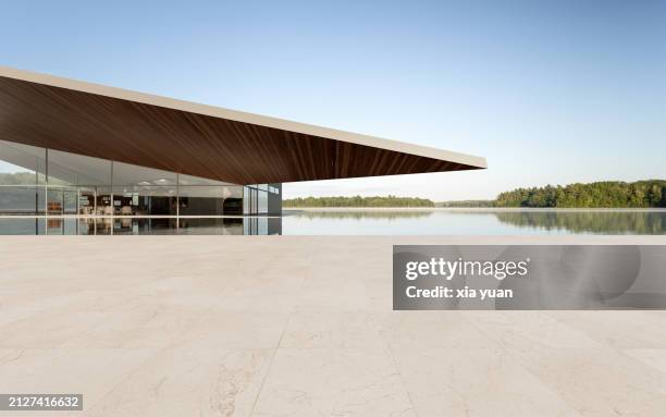 marble floor with modern house - ponds ad stock pictures, royalty-free photos & images