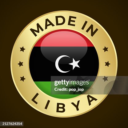 Libya Labrl Made In Libya Vector Graphics Round Golden Label Badge Emblem With Flag ...