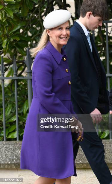 Sophie, Duchess of Edinburgh departs from the Easter Mattins Service at St George's Chapel, Windsor Castle on March 31, 2024 in Windsor, England.