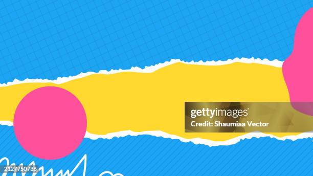 torn notebook paper sheet, halftone collage elements cut from paper abstract background - papercutting stock illustrations