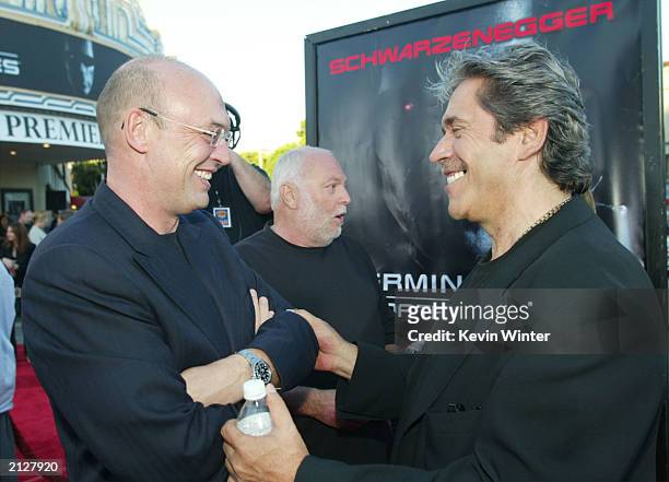 Executive producer Moritz Borman and producer Mario F. Kassar attend the world premiere of "Terminator 3: Rise of the Machines" at the Mann...