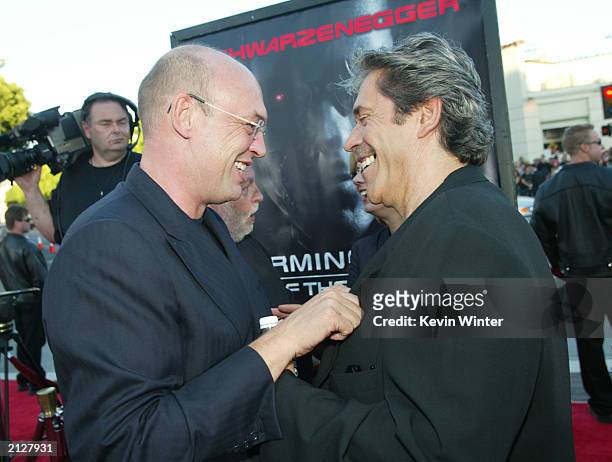 Executive producer Moritz Borman and producer Mario F. Kassar attend the world premiere of "Terminator 3: Rise of the Machines" at the Mann...