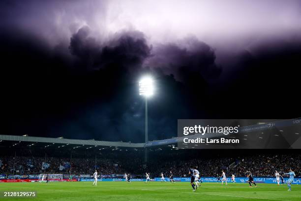 General view inside the stadium during the Bundesliga match between VfL Bochum 1848 and SV Darmstadt 98 at Vonovia Ruhrstadion on March 31, 2024 in...