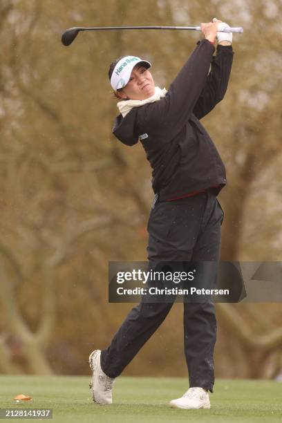 Lydia Ko of New Zealand plays her shot from the fourth tee during the final round of the Ford Championship presented by KCC at Seville Golf and...