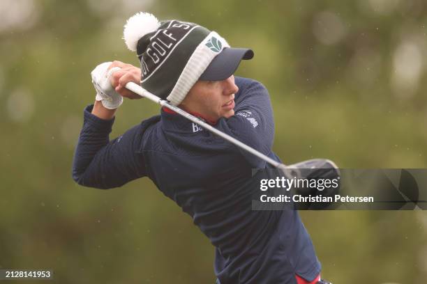 Carlota Ciganda of Spain plays her shot from the second tee during the final round of the Ford Championship presented by KCC at Seville Golf and...