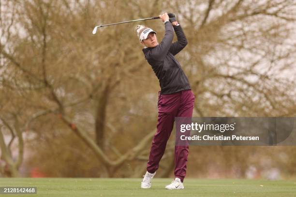 Nelly Korda of the United States plays her shot from the fourth tee during the final round of the Ford Championship presented by KCC at Seville Golf...