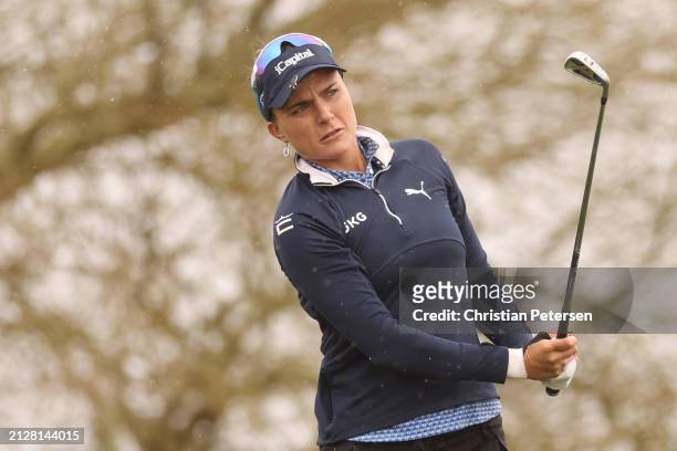 Lexi Thompson of the United States plays her shot from the fourth tee during the final round of the Ford Championship presented by KCC at Seville...