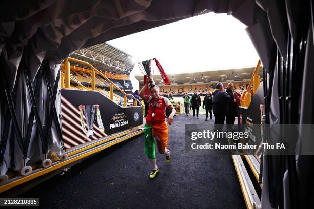 Katie McCabe of Arsenal celebrates with the trophy after the match following her teams victory during the FA Women's Continental Tyres League Cup...