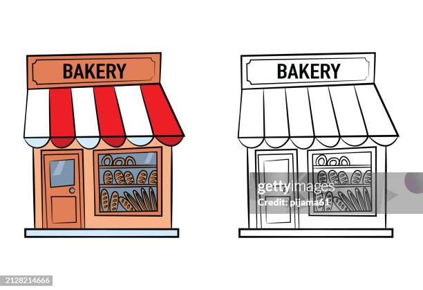 bakery shop. - cafe window stock illustrations