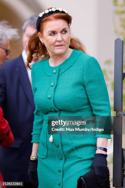 Sarah Ferguson, Duchess of York attends the traditional Easter Sunday Mattins Service at St George's Chapel, Windsor Castle on March 31, 2024 in...