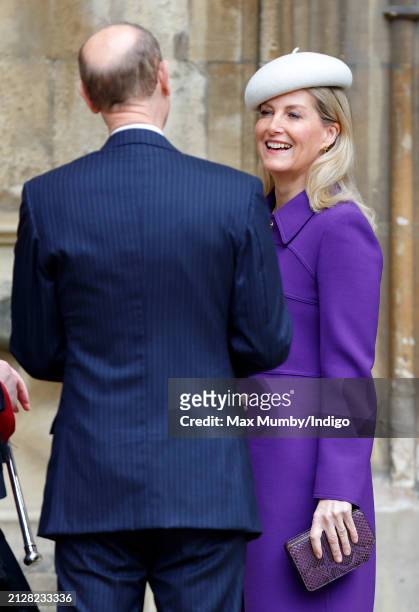 Prince Edward, Duke of Edinburgh and Sophie, Duchess of Edinburgh attend the traditional Easter Sunday Mattins Service at St George's Chapel, Windsor...