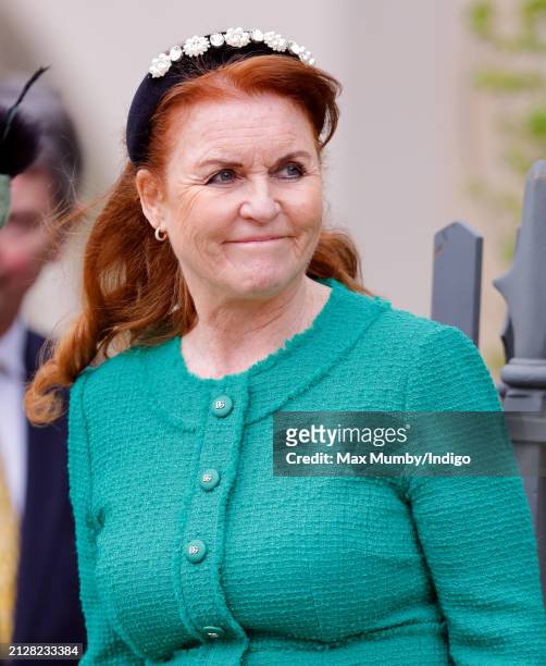 Sarah Ferguson, Duchess of York attends the traditional Easter Sunday Mattins Service at St George's Chapel, Windsor Castle on March 31, 2024 in...
