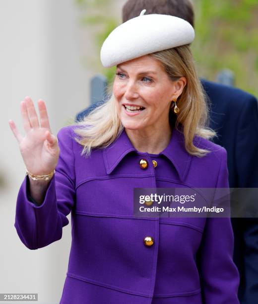 Sophie, Duchess of Edinburgh attends the traditional Easter Sunday Mattins Service at St George's Chapel, Windsor Castle on March 31, 2024 in...