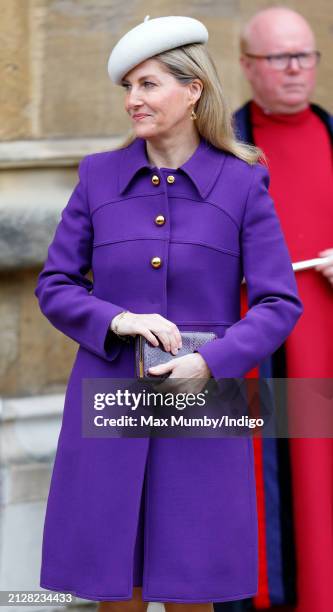 Sophie, Duchess of Edinburgh attends the traditional Easter Sunday Mattins Service at St George's Chapel, Windsor Castle on March 31, 2024 in...