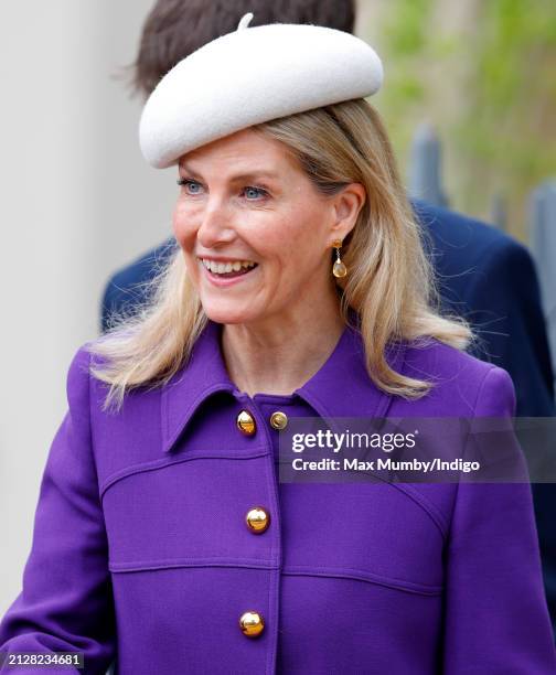 Sophie, Duchess of Edinburgh attends the traditional Easter Sunday Mattins Service at St George's Chapel, Windsor Castle on March 31, 2024 in...