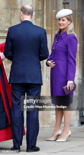 Prince Edward, Duke of Edinburgh and Sophie, Duchess of Edinburgh attend the traditional Easter Sunday Mattins Service at St George's Chapel, Windsor...