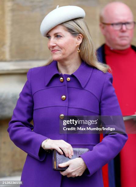 Sophie, Duchess of Edinburgh attends the traditional Easter Sunday Mattins Service at St George's Chapel, Windsor Castle on March 31, 2024 in...