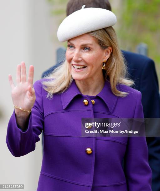 Sophie, Duchess of Edinburgh attends the traditional Easter Sunday Mattins Service at St George's Chapel, Windsor Castle on March 31, 2024 in...