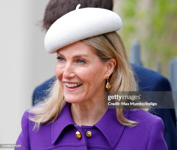 Sophie, Duchess of Edinburgh attends the traditional Easter Sunday Mattins Service at St George's Chapel, Windsor Castle on March 31, 2024 in...