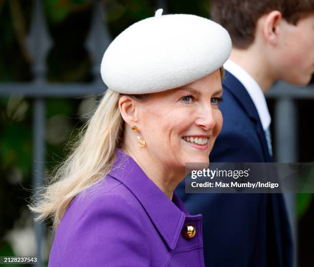 Sophie, Duchess of Edinburgh attends the traditional Easter Sunday Mattins Service at St George's Chapel, Windsor Castle on March 31, 2024 in...