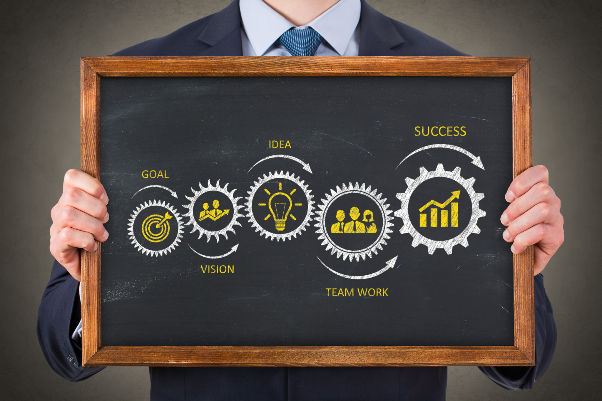 Success Concepts on Blackboard Background Success Concepts on Blackboard Background