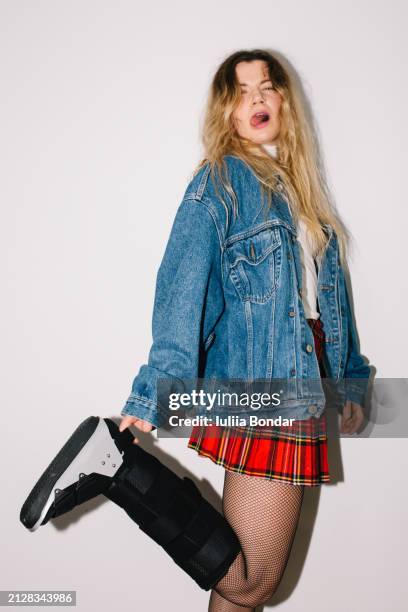 young woman wearing ankle support brace - sprain stock pictures, royalty-free photos & images