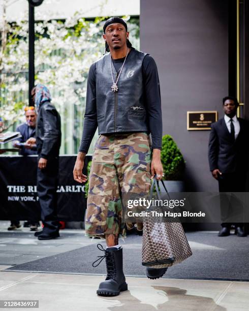 Jalen Williams of the Oklahoma City Thunder is seen in NoMad on March 31, 2024 in New York City.